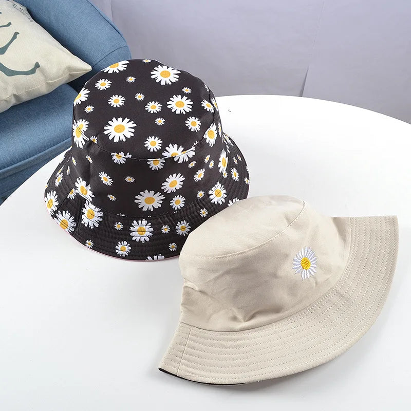 Summer Daisy Double-Sided Bucket Hats