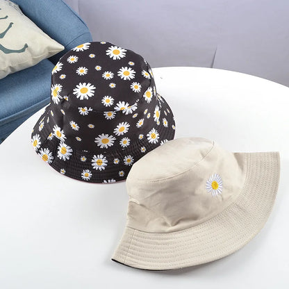 Summer Daisy Double-Sided Bucket Hats