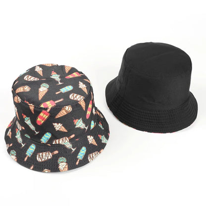 LDSLYJR Cotton Ice Cream Cake Print Bucket Hat Fisherman