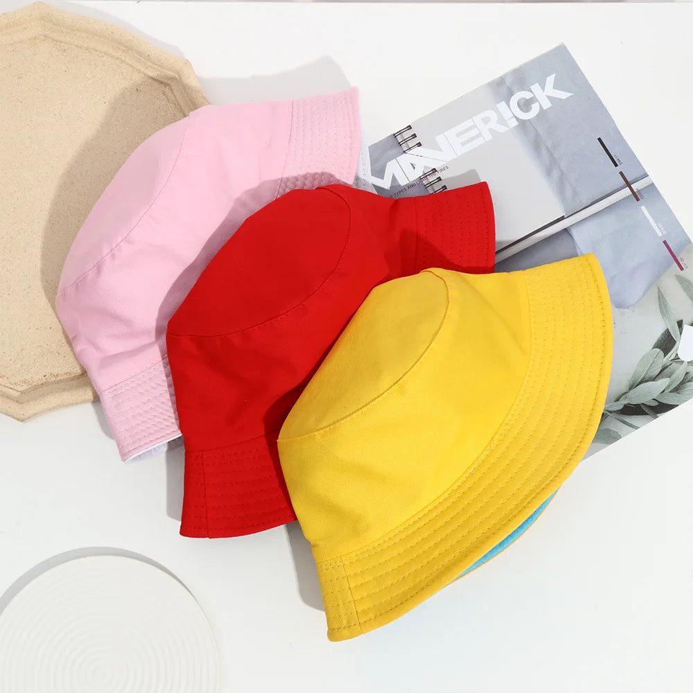 New Double-Sided Bucket Hat Women Men Sun Hat Panama Cap