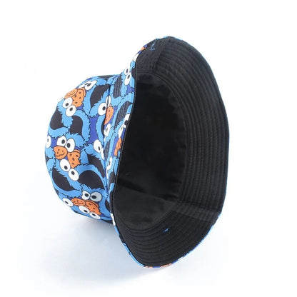 Vintage Printed Fishing Hat Summer Reversible Cartoon Bucket Hats For Women Men