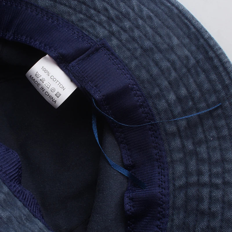 Washed Denim Bucket Hat Kids Wide Brim Cotton Fisherman Hat Girls Boys