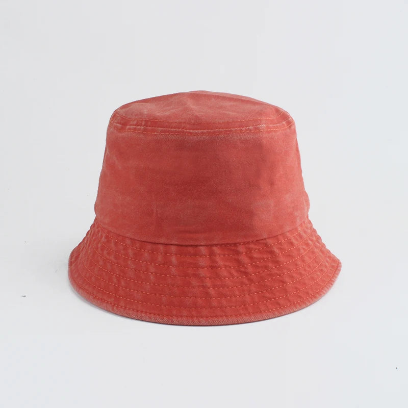 Washed Denim Bucket Hat Kids Wide Brim Cotton Fisherman Hat Girls Boys