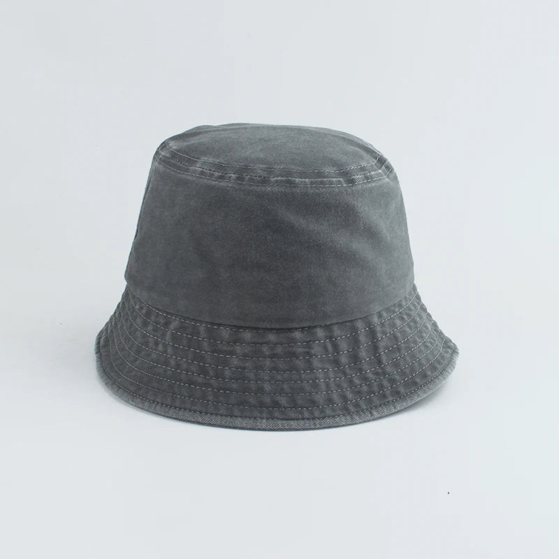 Washed Denim Bucket Hat Kids Wide Brim Cotton Fisherman Hat Girls Boys