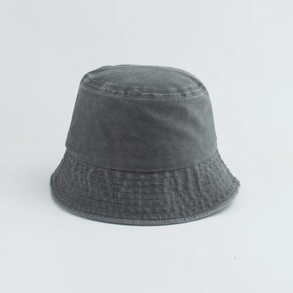 Washed Denim Bucket Hat Kids Wide Brim Cotton Fisherman Hat Girls Boys