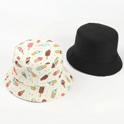 LDSLYJR Cotton Ice Cream Cake Print Bucket Hat Fisherman
