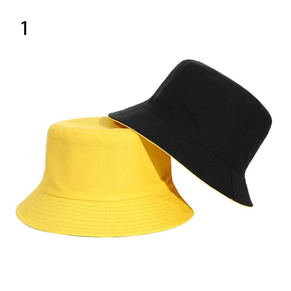 New Double-Sided Bucket Hat Women Men Sun Hat Panama Cap