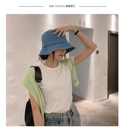 Foldable Fisherman Hat Women Summer Cotton Bucket Hat Men Women