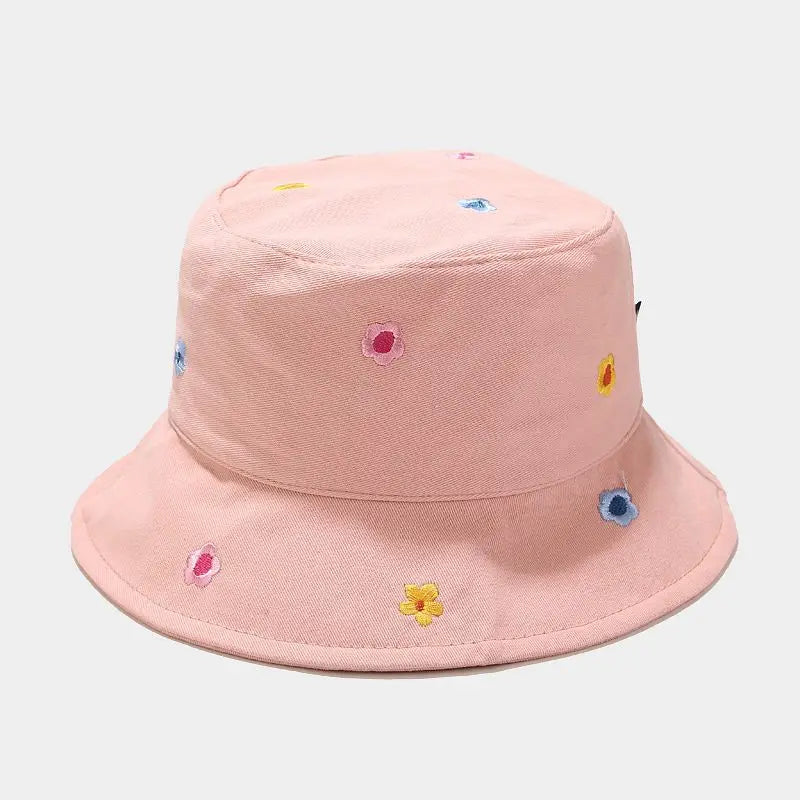 Four Seasons Cotton Flower Embroidery Bucket Hat For Men Women