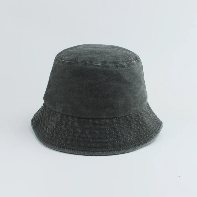 Washed Denim Bucket Hat Kids Wide Brim Cotton Fisherman Hat Girls Boys