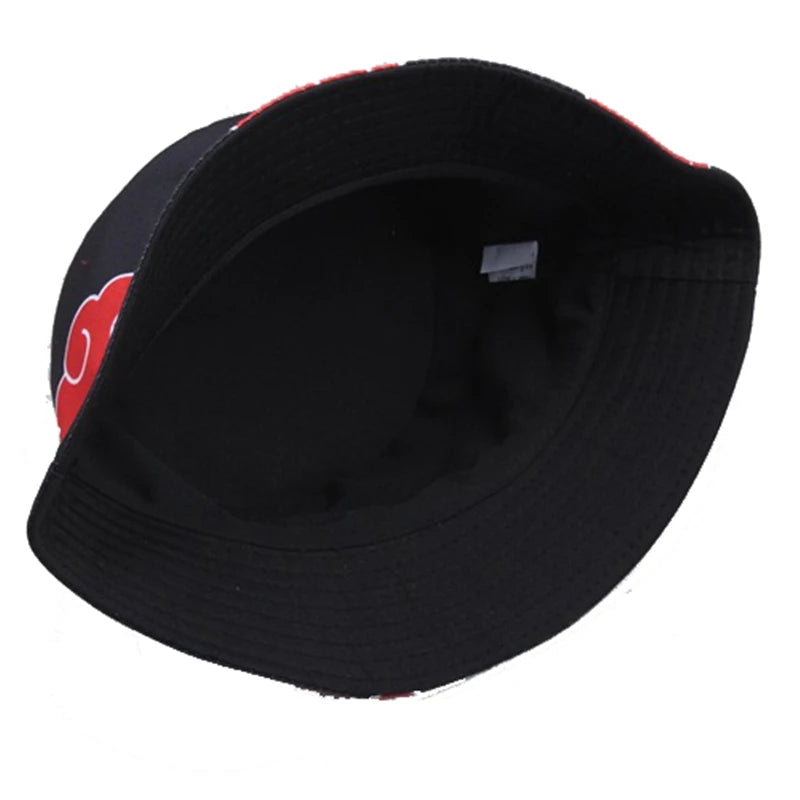Red Printed Luckey Clouds Dawn Cotton Panama Sun Protection Bucket Hat