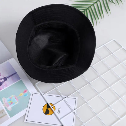 Pew Pew MADAFAKAS Black Cat Bucket Caps Women Street Beach Sun Hat Hip Hop Casual Fisherman Hats Men