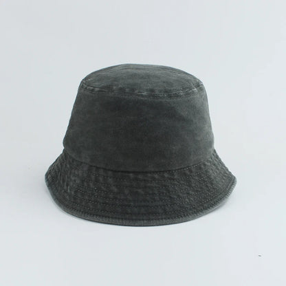 Washed Denim Bucket Hat Kids Wide Brim Cotton Fisherman Hat Girls Boys