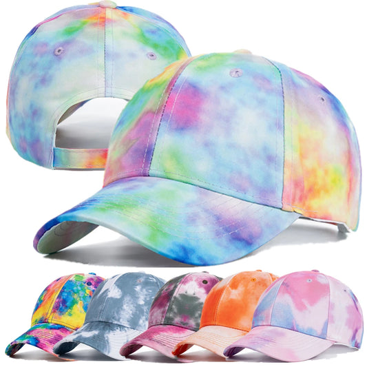 New Fashion Women Tie Dye Cap Multicolor Irregular Print Baseball Cap