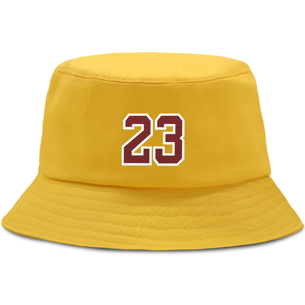Fashion Letter 23 Print Bucket Hat Unisex Panama Hats Men Women Fisherman Hat