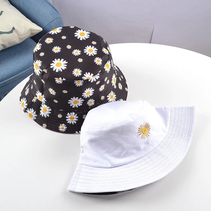 Summer Daisy Double-Sided Bucket Hats