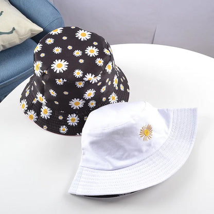 Summer Daisy Double-Sided Bucket Hats