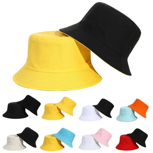 New Double-Sided Bucket Hat Women Men Sun Hat Panama Cap