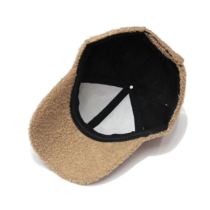 Autumn Winter New Keep Warm Lambswool Basebll Caps Letter C Embroidery