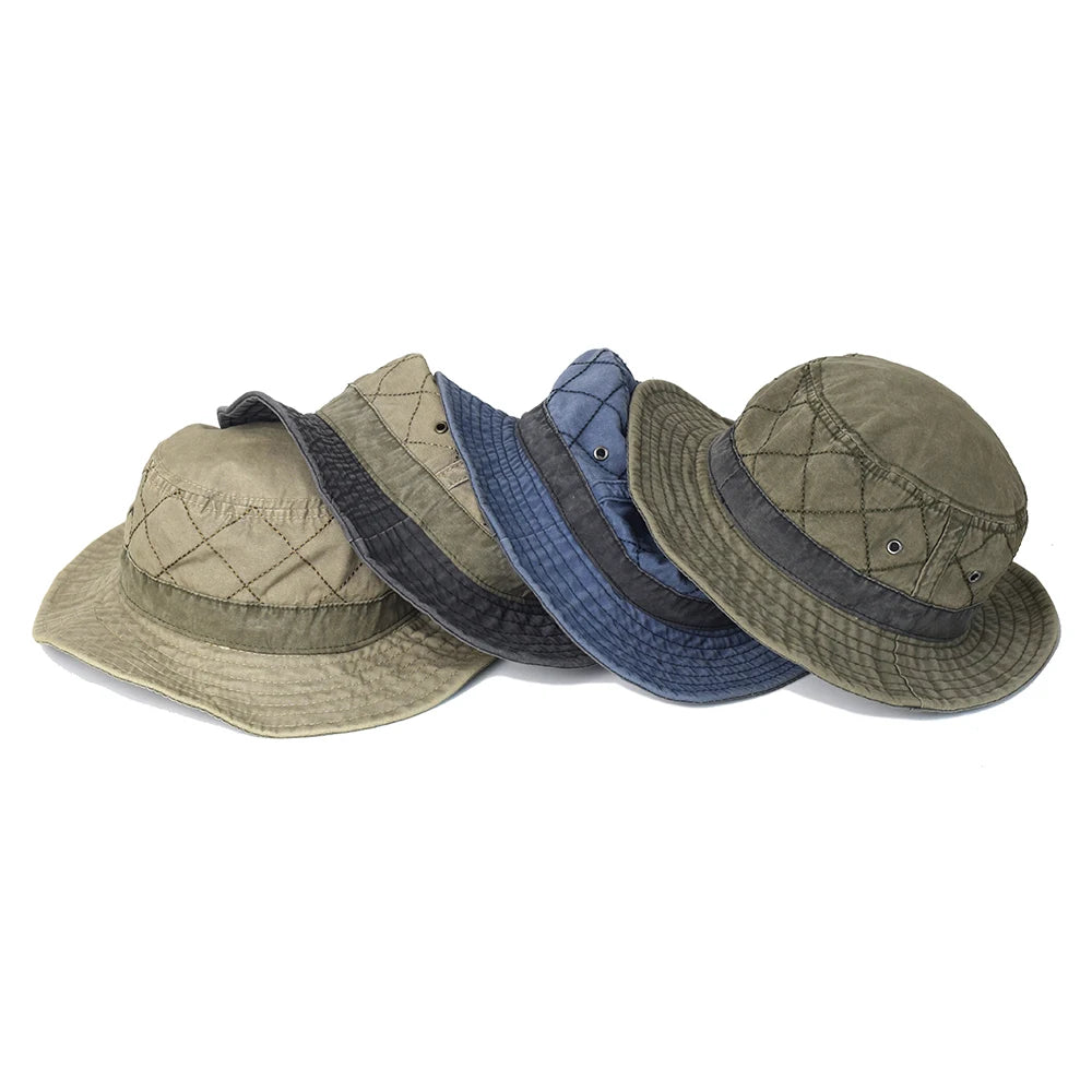 Summer Bucket Hats for Men Women Washed Cotton Panama