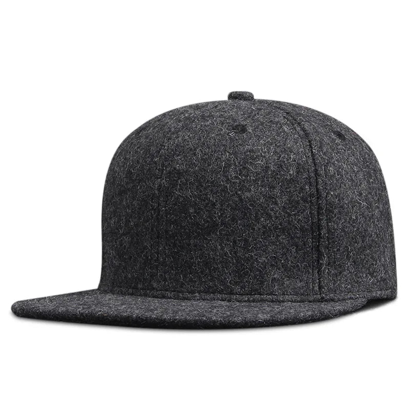 Dad Winter Felt Hip Hop Caps Flat Peak Felt Snapback Cap Big Bone Man