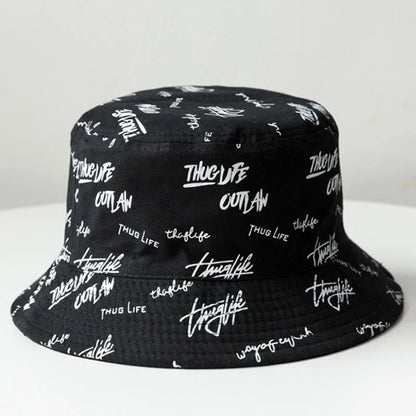 Fashion Graffiti Letters Print Cotton Bucket Hat For Men Women