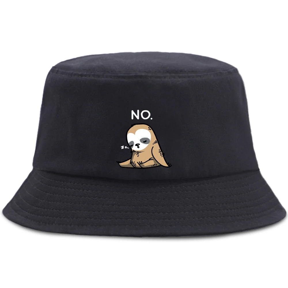 Lazy Panda And Sloth Cartoon Print Men Bucket Hats Fashion Cotton Women Panama Hat