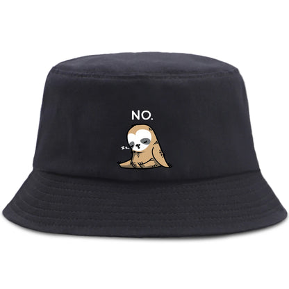 Lazy Panda And Sloth Cartoon Print Men Bucket Hats Fashion Cotton Women Panama Hat
