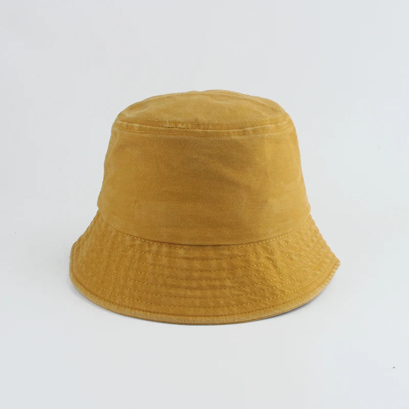 Washed Denim Bucket Hat Kids Wide Brim Cotton Fisherman Hat Girls Boys