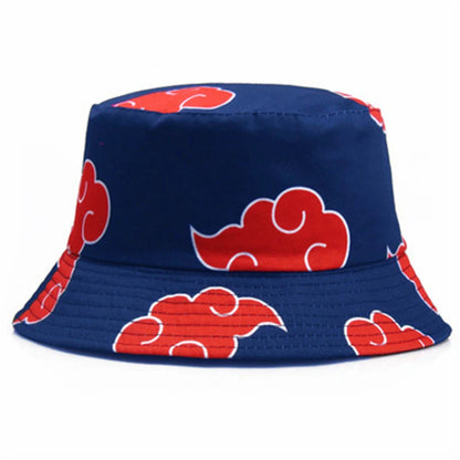Red Printed Luckey Clouds Dawn Cotton Panama Sun Protection Bucket Hat