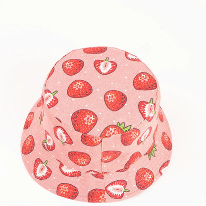 Cotton Strawberry Print Bucket Hat