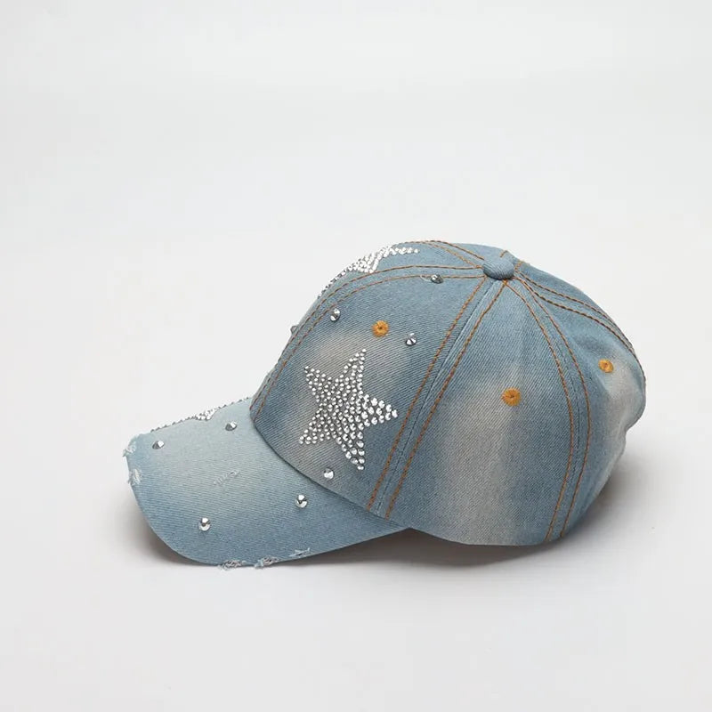 Denim Baseball Cap Summer Fall Sunshade Fashion Star Shinning Cap