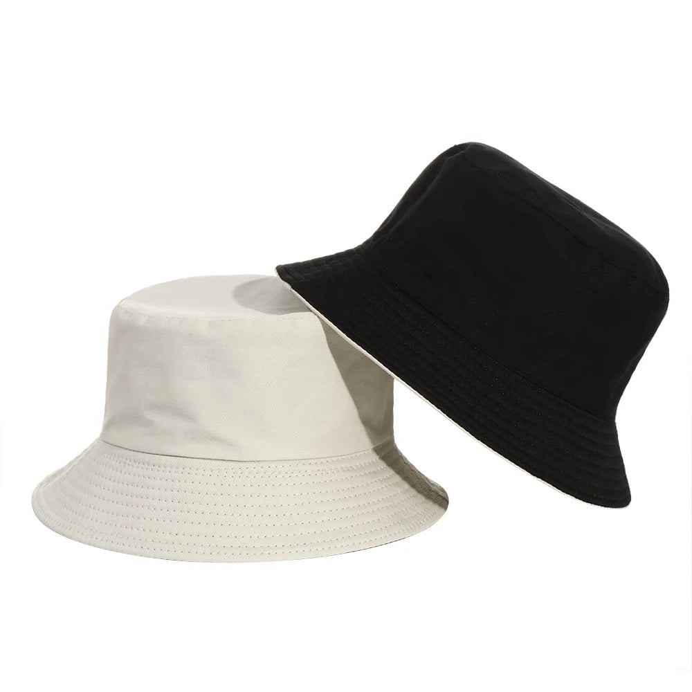 New Double-Sided Bucket Hat Women Men Sun Hat Panama Cap