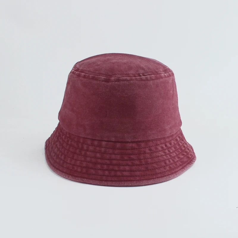 Washed Denim Bucket Hat Kids Wide Brim Cotton Fisherman Hat Girls Boys