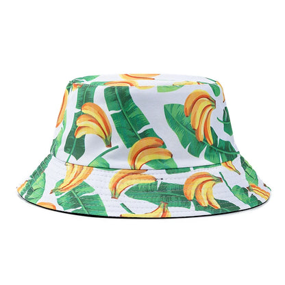 Unisex Bucket Hats Summer Double-Sided Wear Fruit Printing Men Women