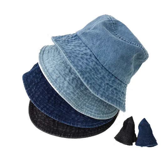 Foldable Fisherman Hat Women Summer Cotton Bucket Hat Men Women