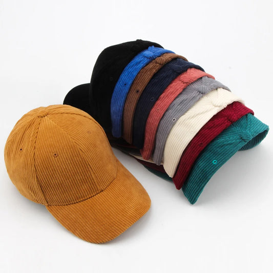 Corduroy Baseball Cap For Women Men's Fashion Snapback Autumn Winter Hip Hop