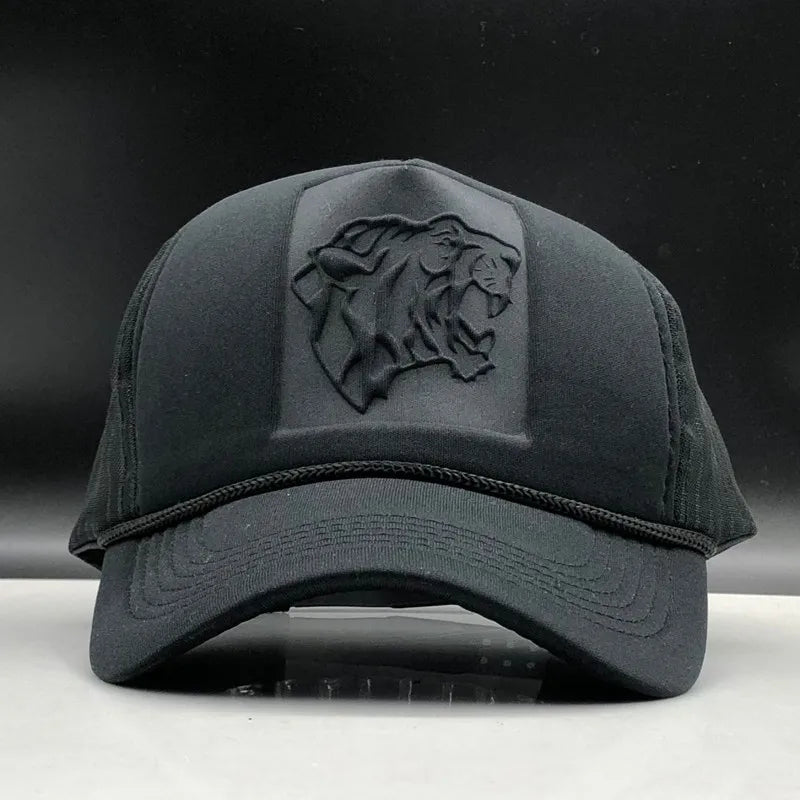 Summer Mesh Black Leopard Print Curved Baseball Caps