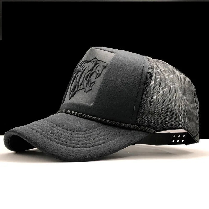 Summer Mesh Black Leopard Print Curved Baseball Caps