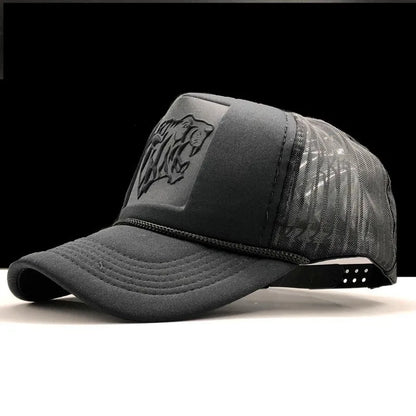 Summer Mesh Black Leopard Print Curved Baseball Caps