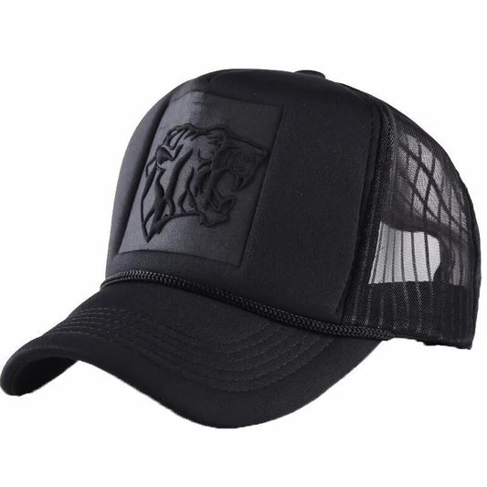 Summer Mesh Black Leopard Print Curved Baseball Caps