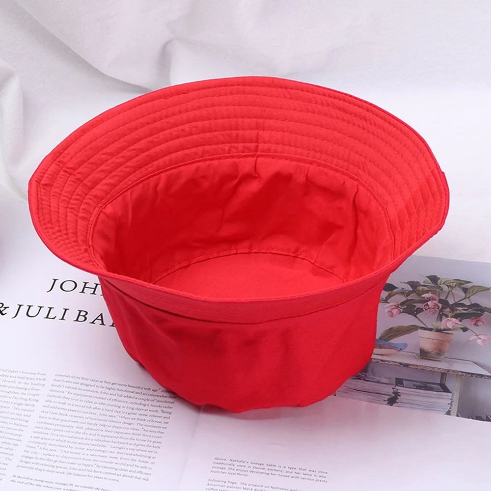 Fashion Cotton Bucket Hats Summer Foldable Sunscreen Panama Hat Solid Color