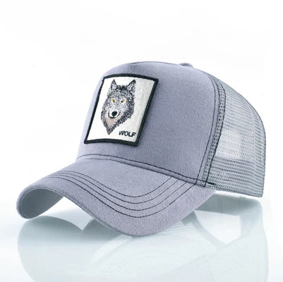 K Snapback Trucker Cap Men's Breathable Mesh Baseball Caps For Women With Wolf