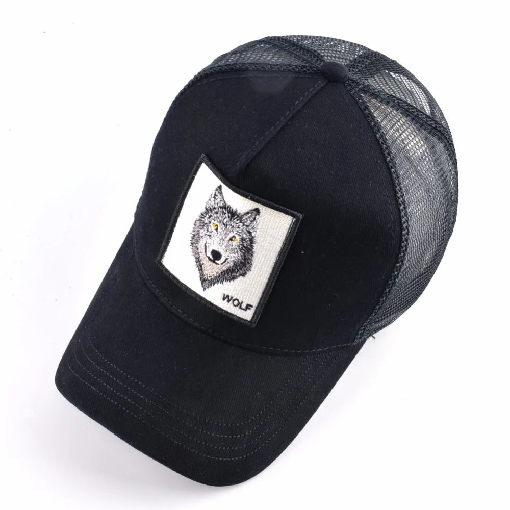 K Snapback Trucker Cap Men's Breathable Mesh Baseball Caps For Women With Wolf