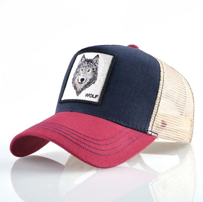 K Snapback Trucker Cap Men's Breathable Mesh Baseball Caps For Women With Wolf