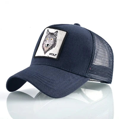 K Snapback Trucker Cap Men's Breathable Mesh Baseball Caps For Women With Wolf