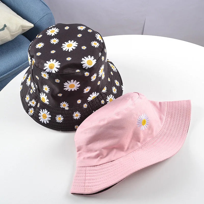Summer Daisy Double-Sided Bucket Hats