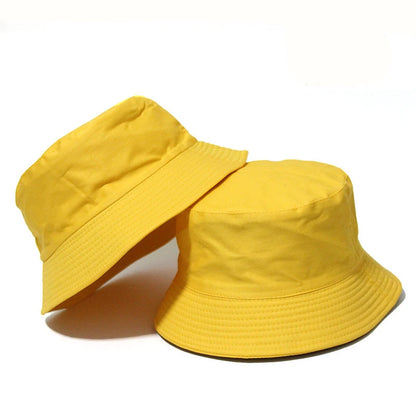 Black Solid Dots Bucket Hat Two Side Wear Unisex Simple Bob Caps Men Women