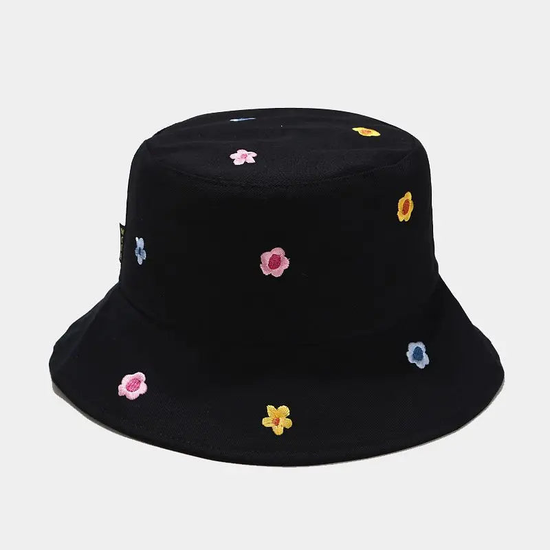 Four Seasons Cotton Flower Embroidery Bucket Hat For Men Women