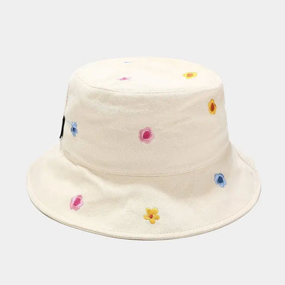 Four Seasons Cotton Flower Embroidery Bucket Hat For Men Women